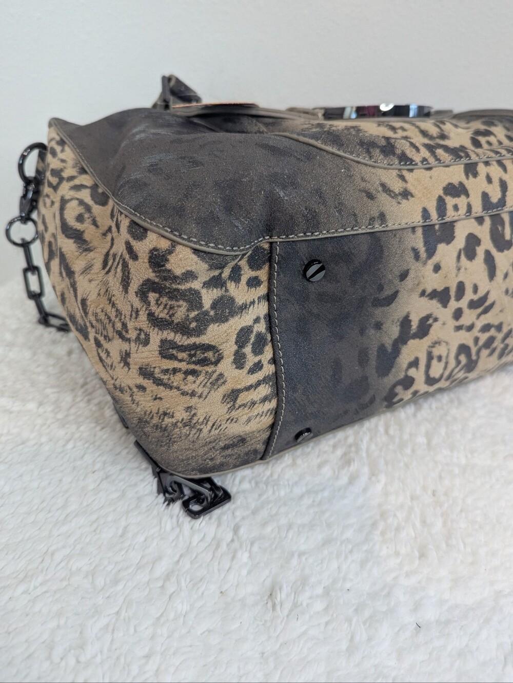 Tory Burch Amanda Leopard Print Satchel Chain Strap NWT Tag Coconut 11109017 - Picture 6 of 15
